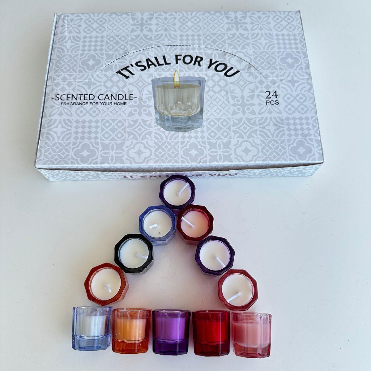 Set 28 Velas Vasitos de vidrio de colores Fragancia de vela decorativa-6