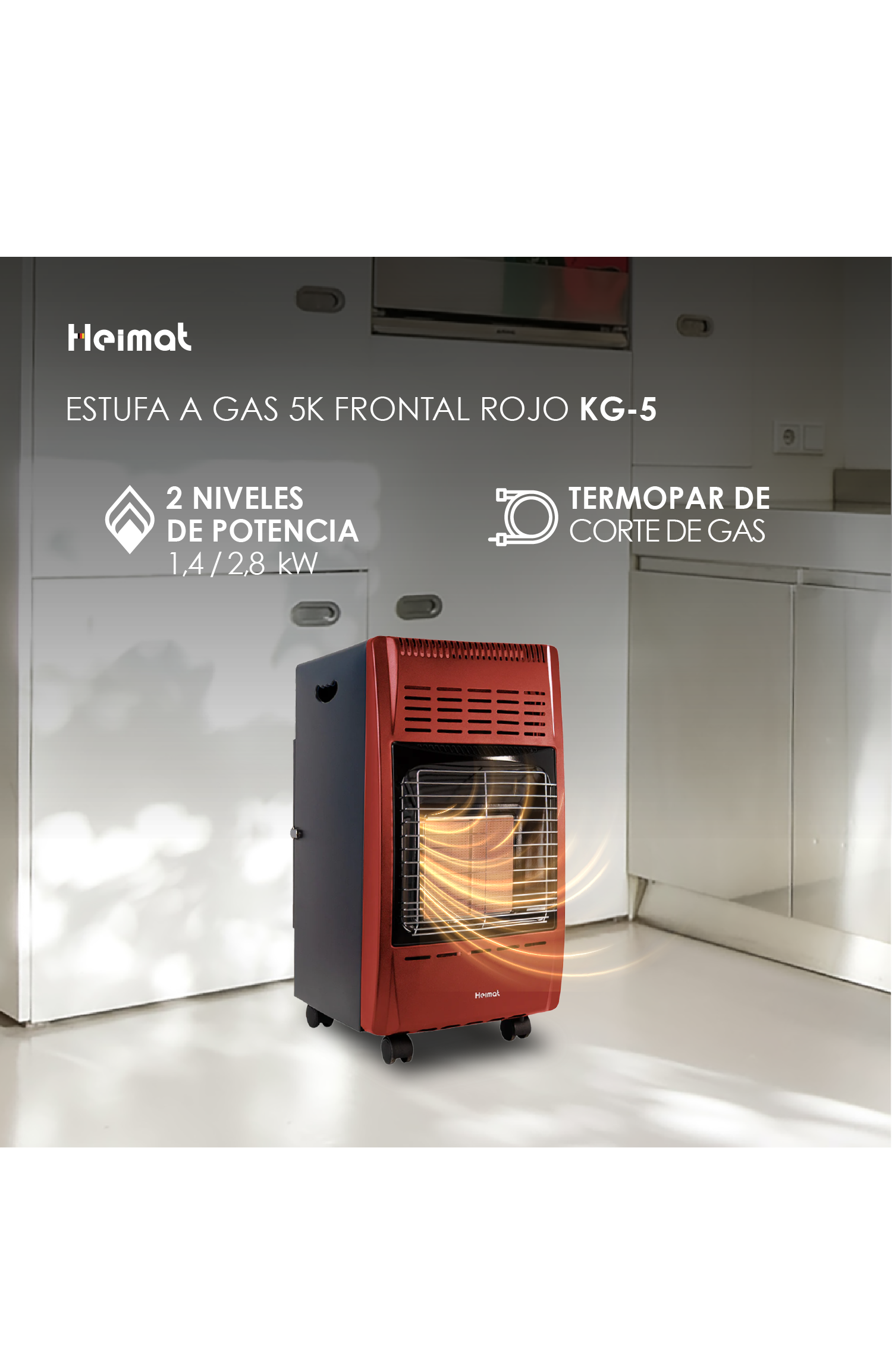 Estufa a Gas 5 kilos Heimat Rojo-2