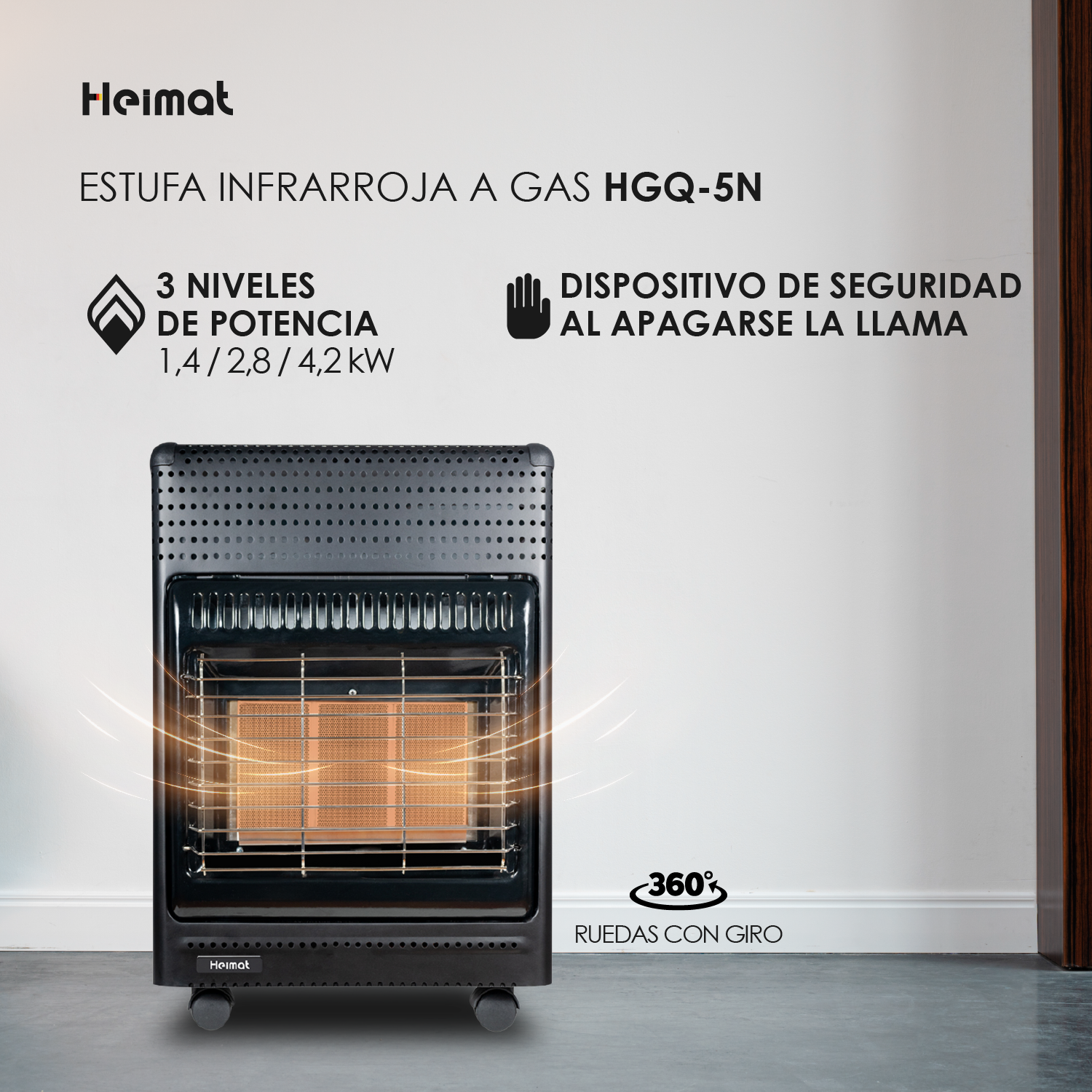 Estufa Infrarroja a Gas 5 Heimat kilos HGQ-5N-4