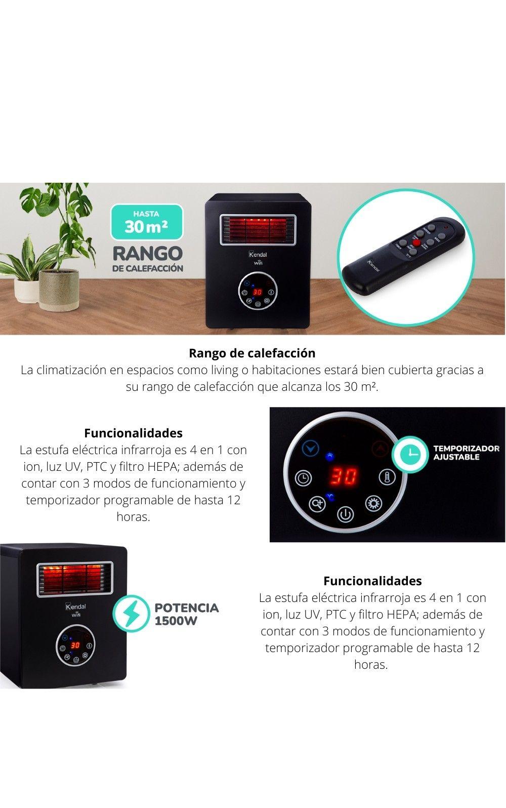 Estufa Eléctrica Infrarroja Kendal Wifi Kph-05a-2