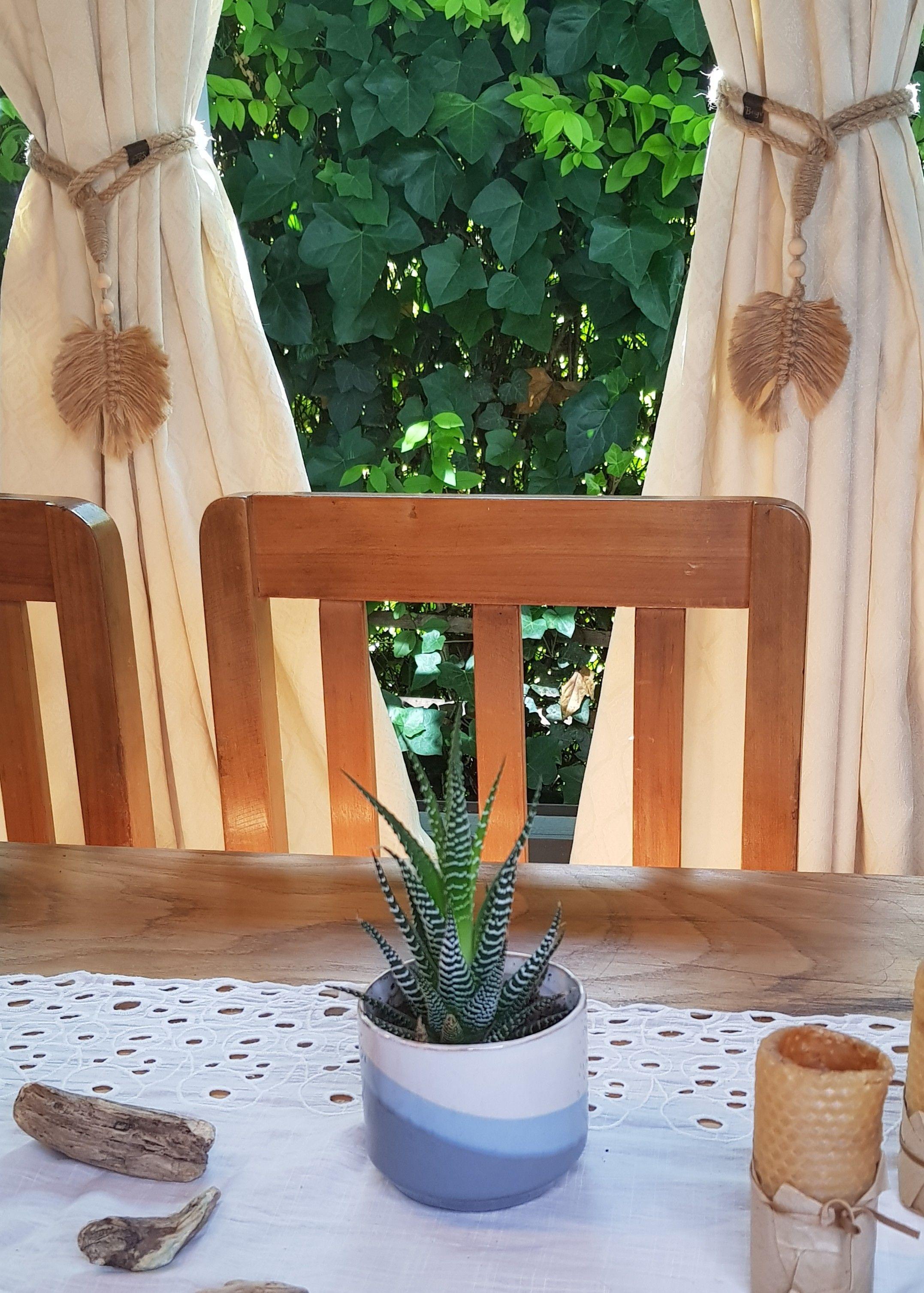 Par Toma Cortinas de Yute con Hoja-1