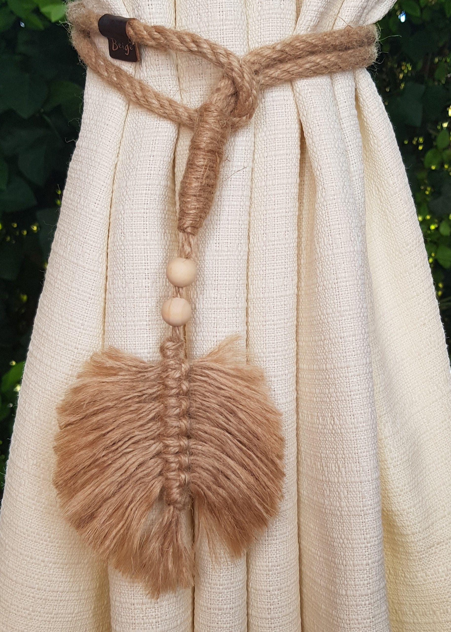 Par Toma Cortinas de Yute con Hoja-4