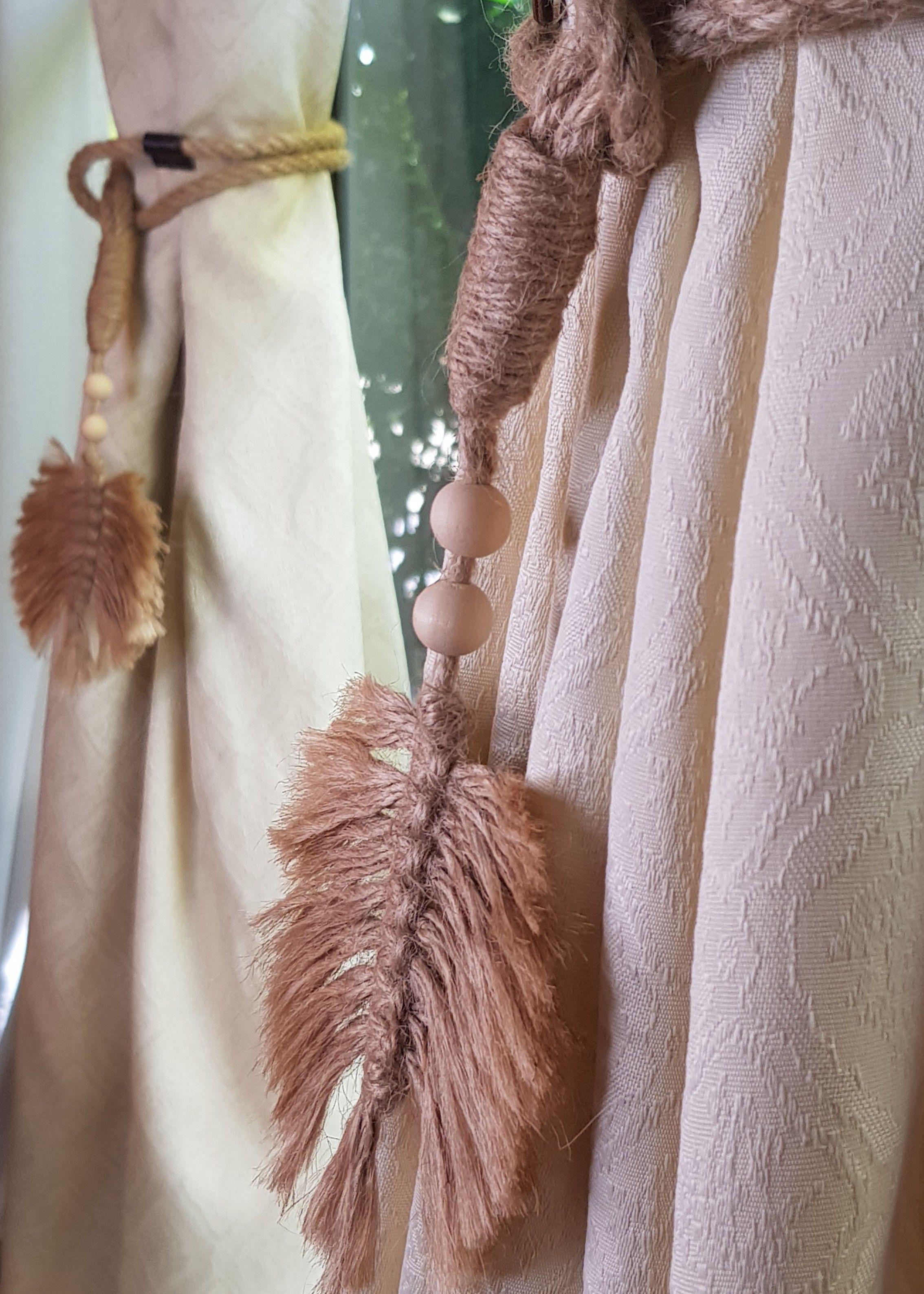 Par Toma Cortinas de Yute con Hoja-7