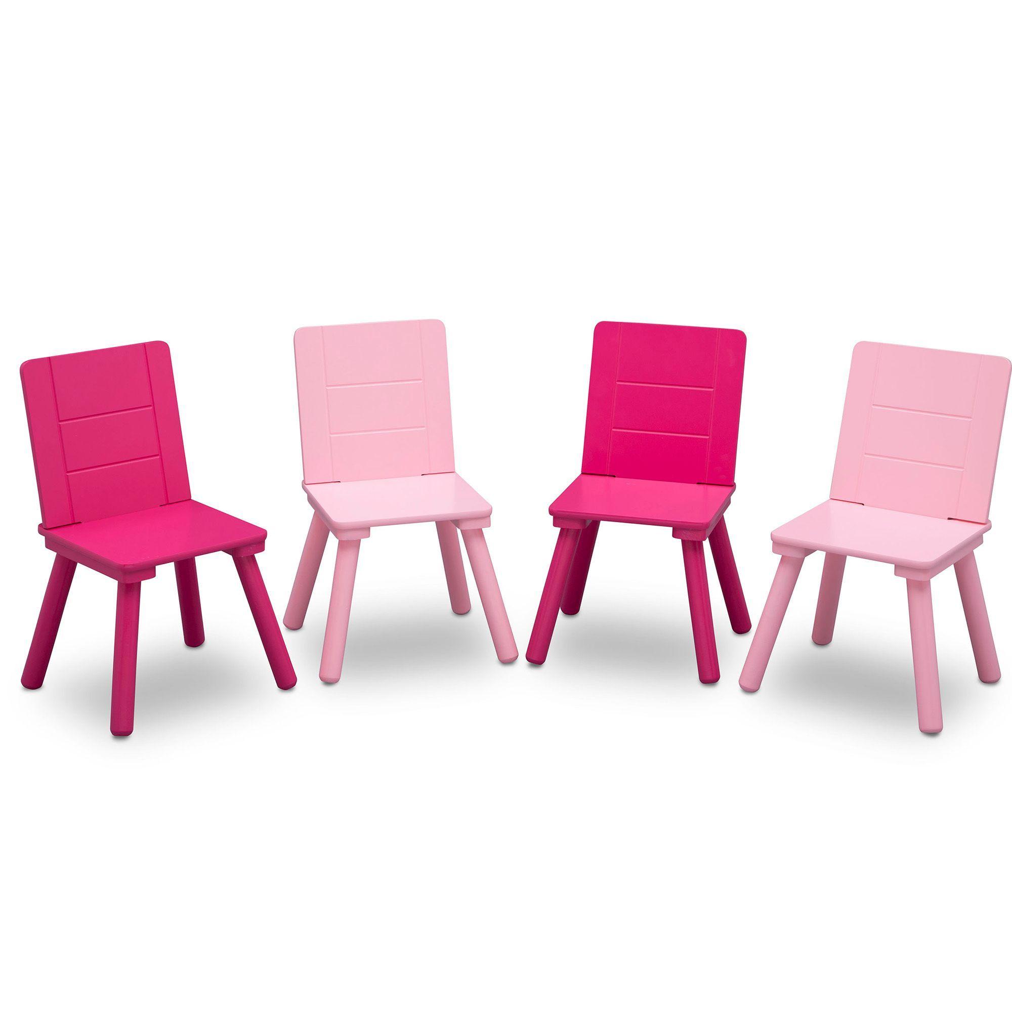 Juego de mesa y 4 sillas infantil blanco rosa y fuccia Delta Children-2