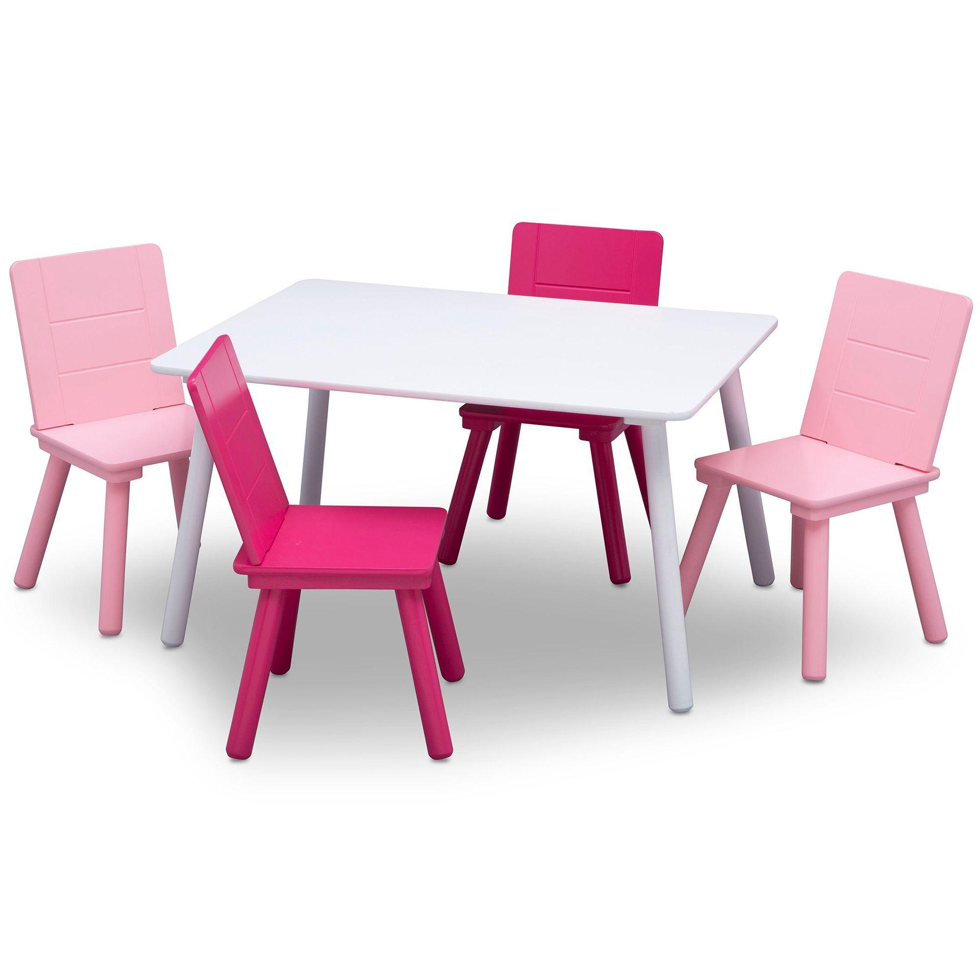 Juego de mesa y 4 sillas infantil blanco rosa y fuccia Delta Children-4