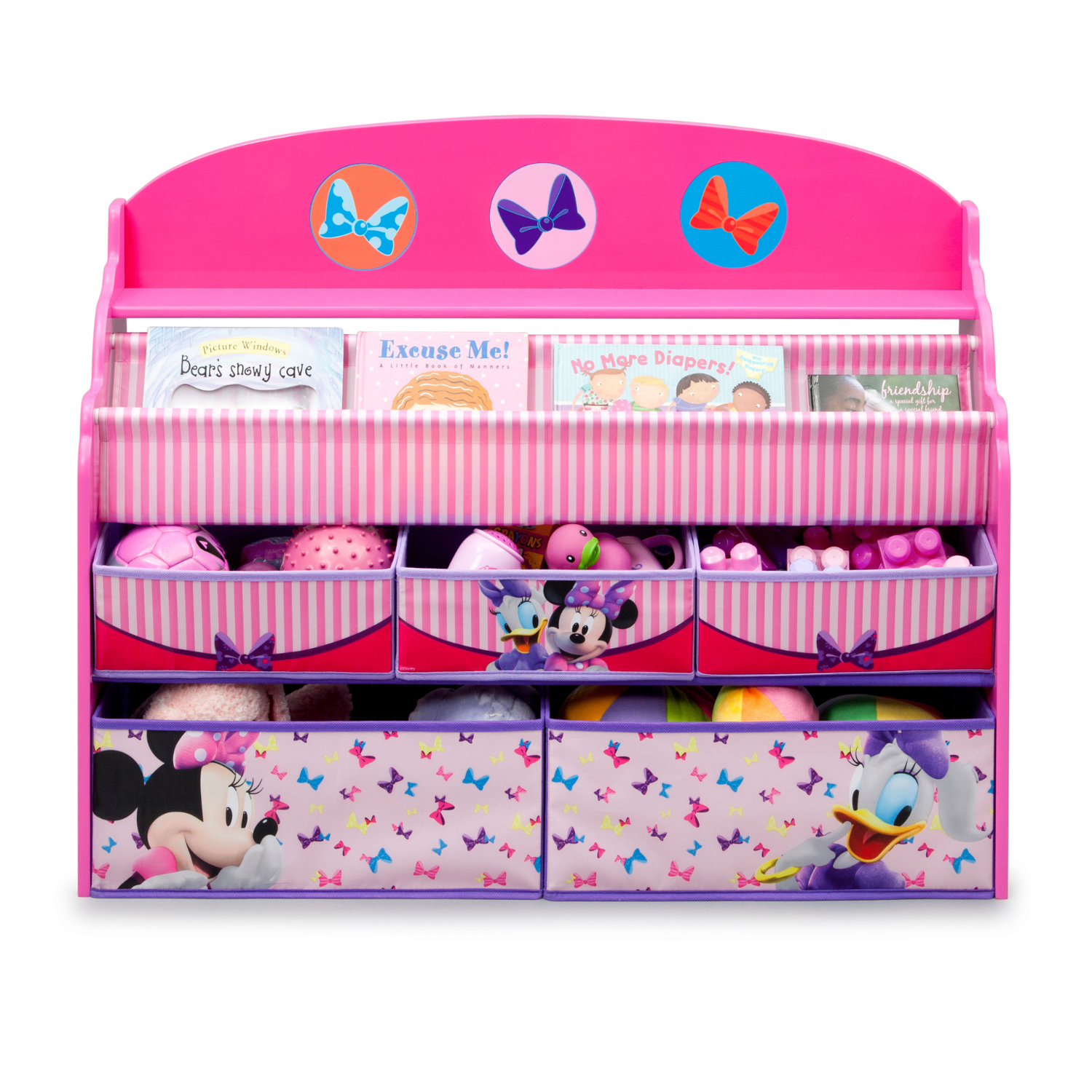 Organizador de libros y juguetes Deluxe infantil Minnie Mouse Disney 5 contenedores Delta Childre-4