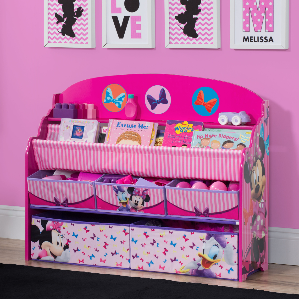 Organizador de libros y juguetes Deluxe infantil Minnie Mouse Disney 5 contenedores Delta Childre-6