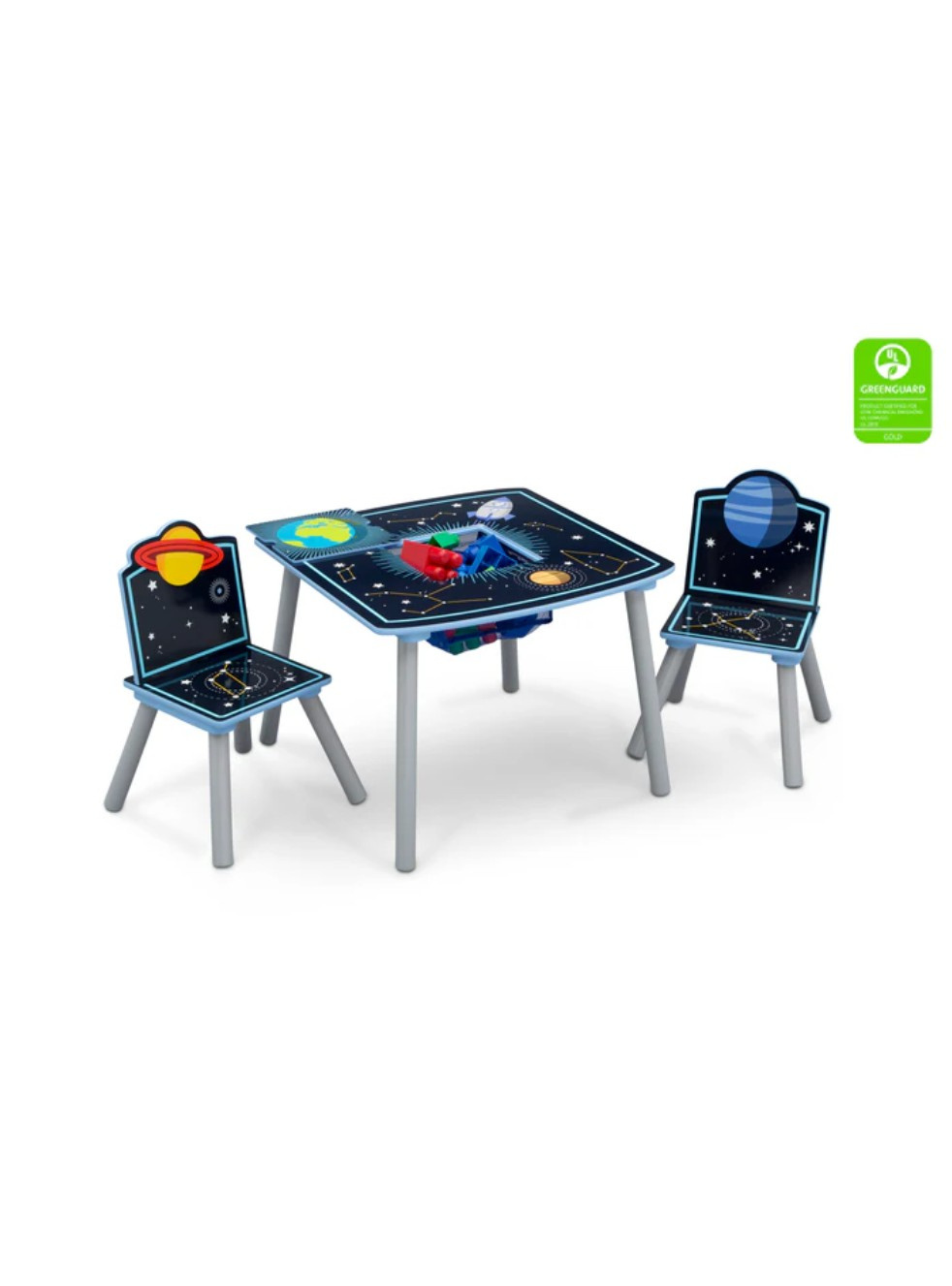 Juego de mesa y dos sillas infantil con almacenamiento Sistema solar Delta Children-4