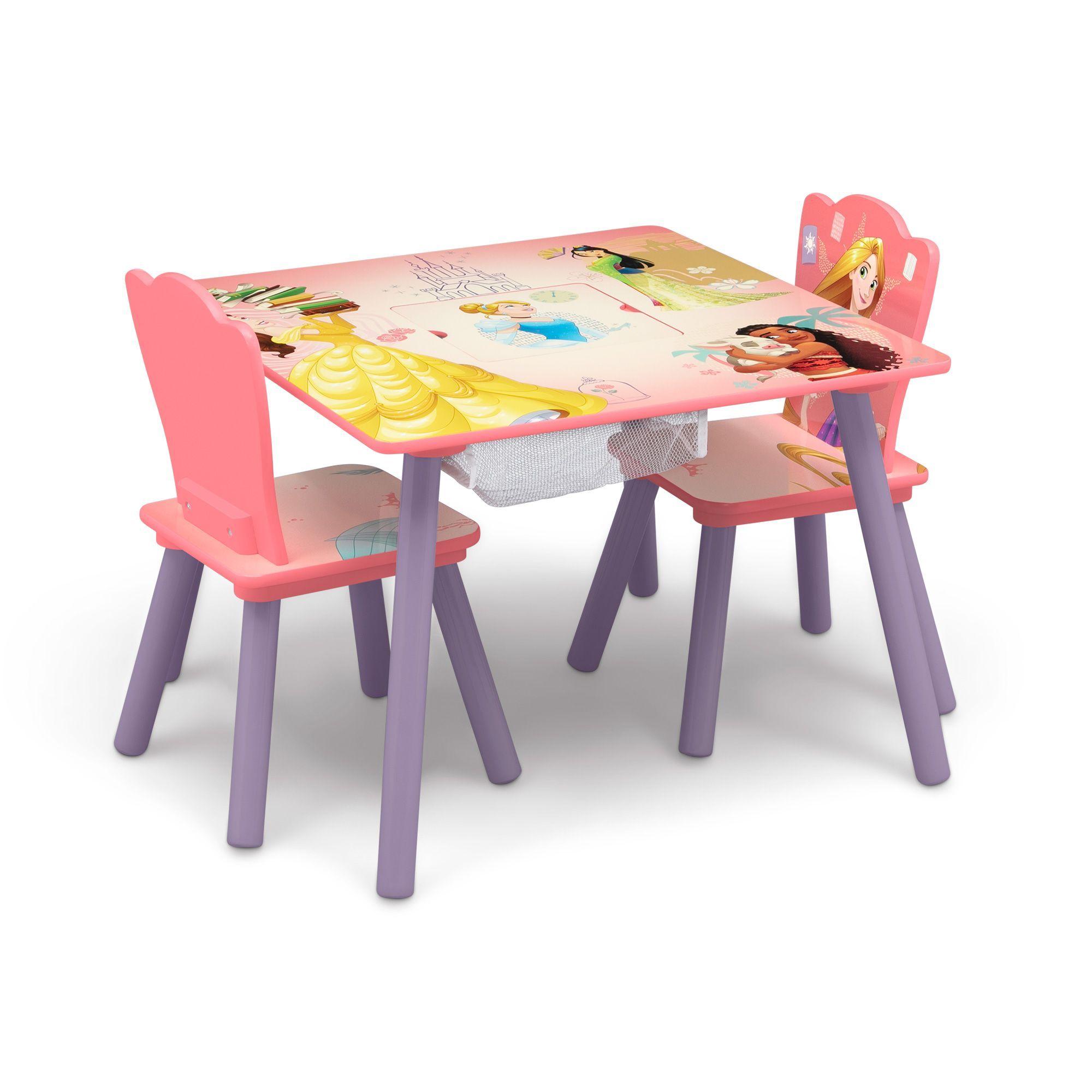 Juego de mesa y sillas infantil Princesas Disney con almacenamiento y 2 sillas incluidas Delta Chil-6