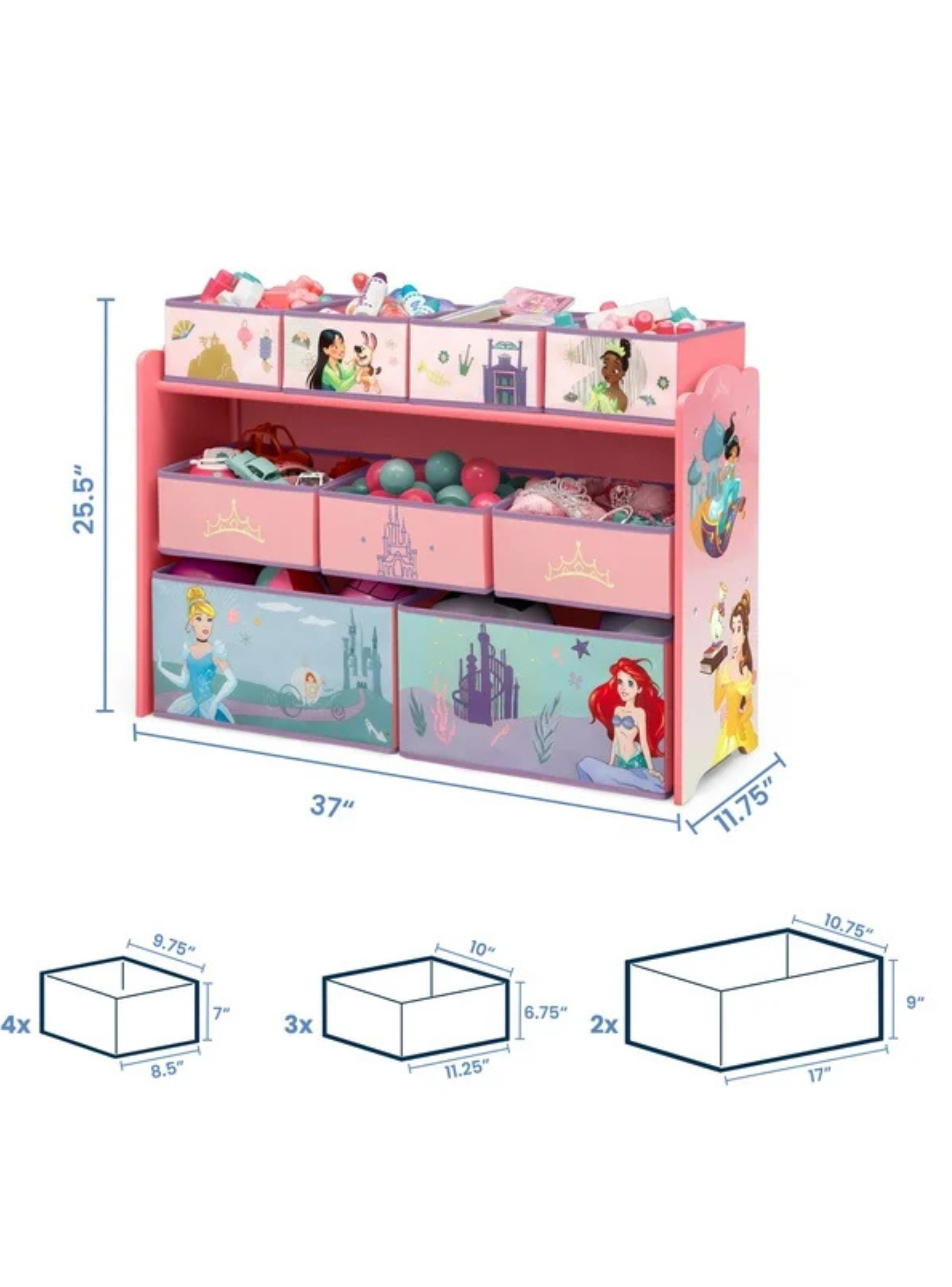 Organizador infantil de Princesas Disney de 9 contenedores Delta Children-5