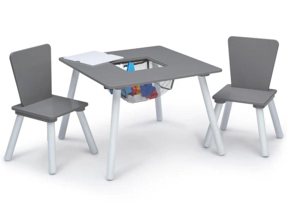 Set juego de mesa y organizador infantil 6 contenedores Gris Blanco con almacenaje Delta Children-2