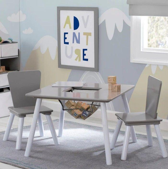 Set juego de mesa y organizador infantil 6 contenedores Gris Blanco con almacenaje Delta Children-4