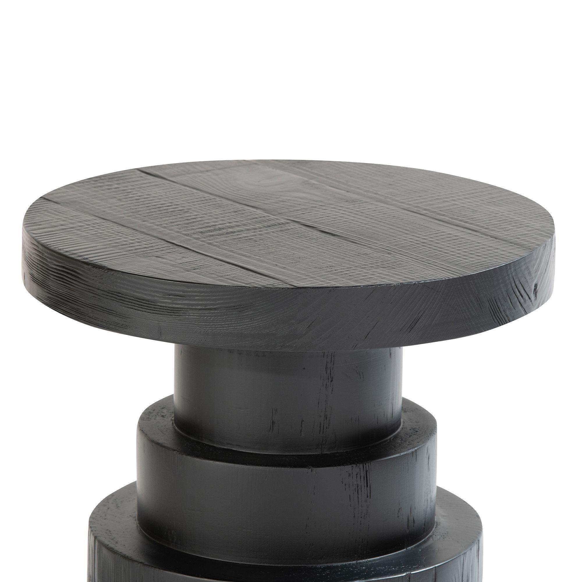 Mesa Lateral Tainan de madera estilo pieza de ajedrez-2