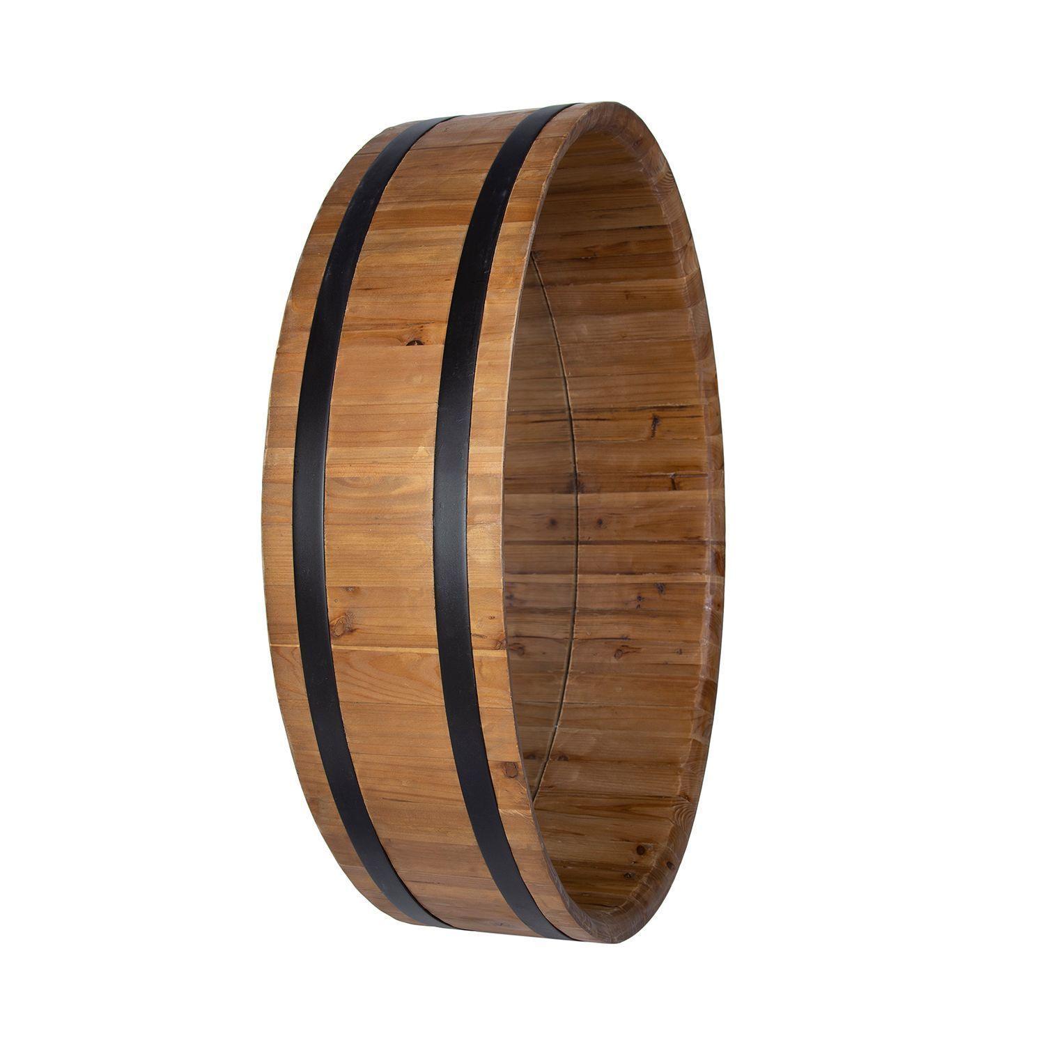 Espejo Hebei redondo de madera reciclada y acero.-2