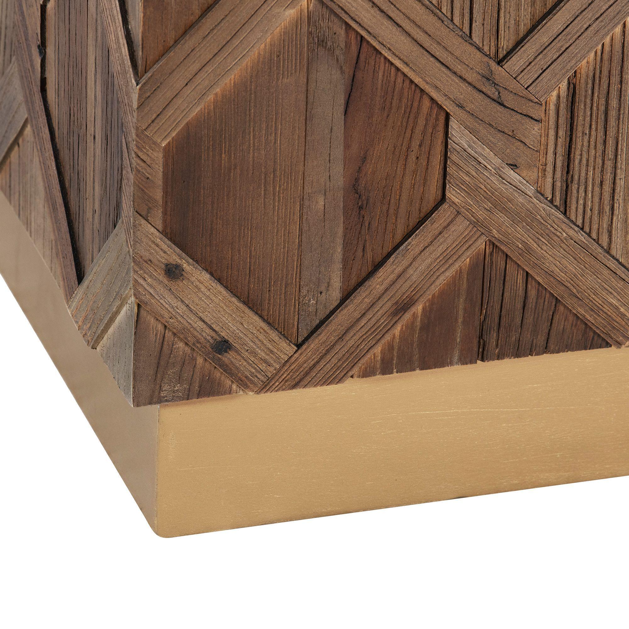 Mesa de centro Gurun cuadrada de madera y marmol 46x100x100-4