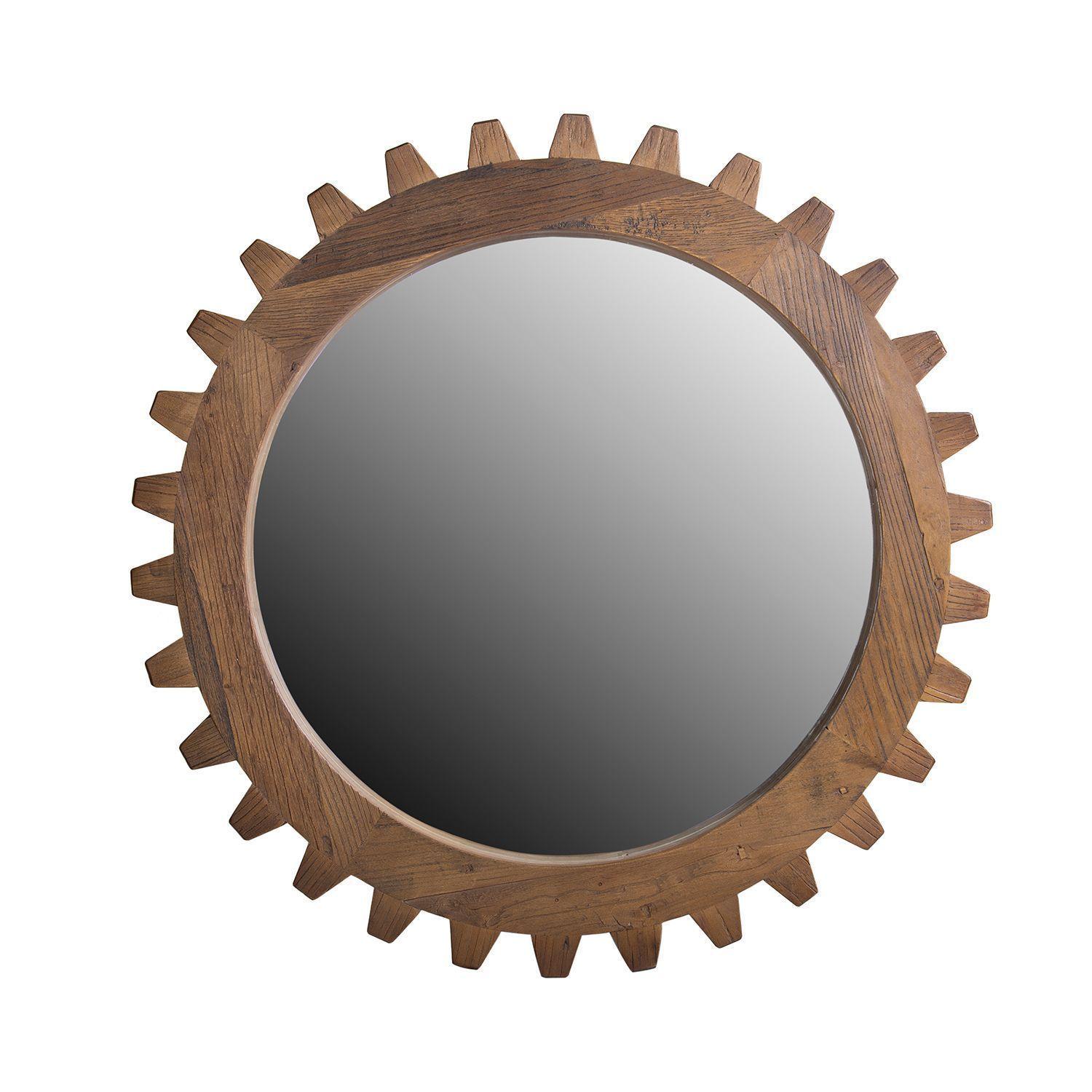 Espejo Nansan redondo de madera estilo tuerca-3