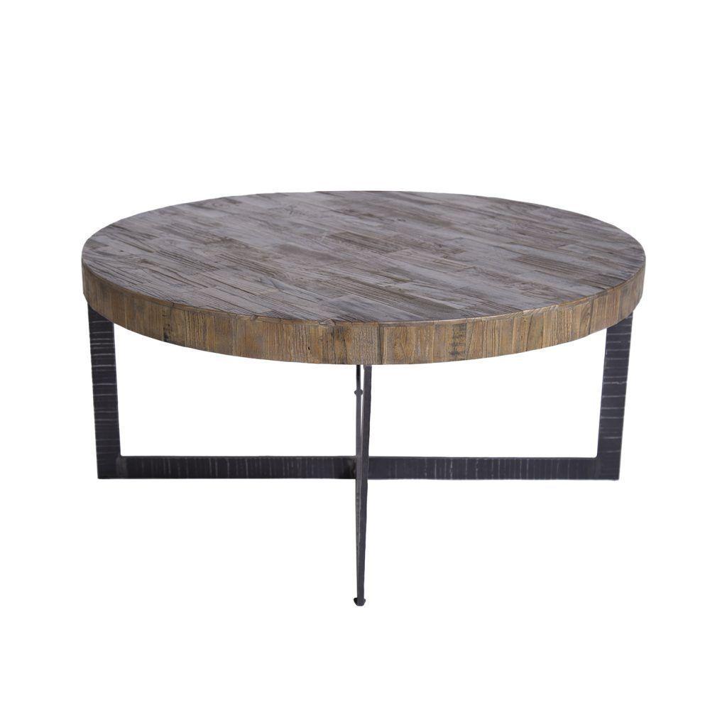Mesa de Centro Hohot madera rustica de olmo y acero.-2