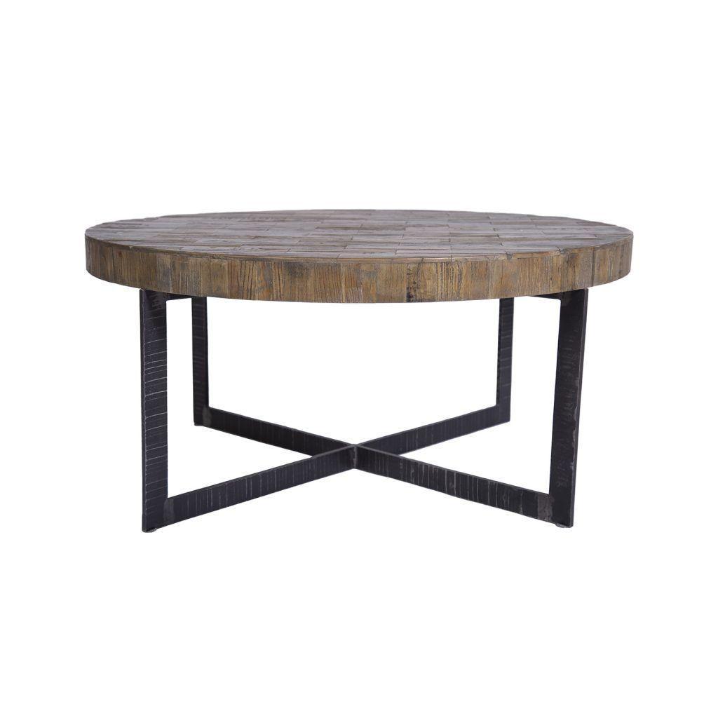 Mesa de Centro Hohot madera rustica de olmo y acero.-4