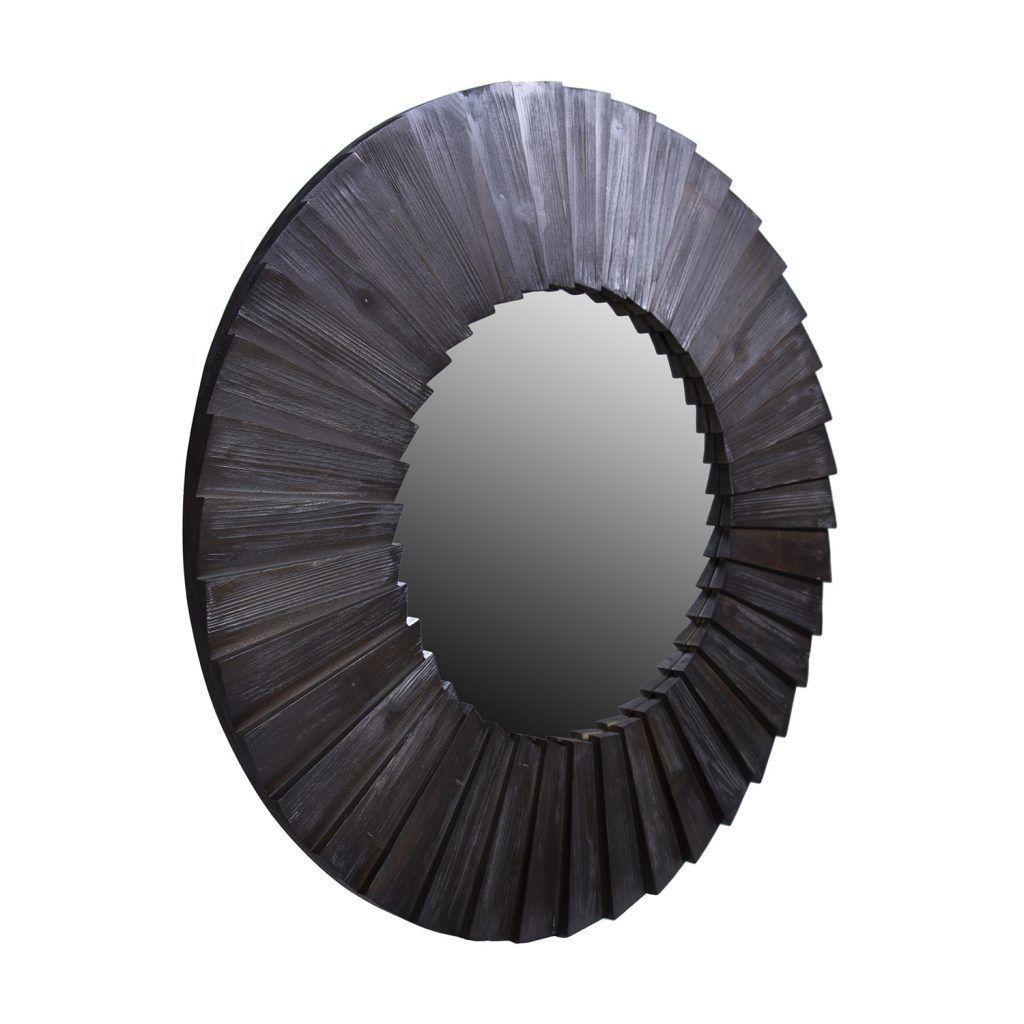 Espejo Yibin, madera de abeto reciclado color negro envejecido.-2