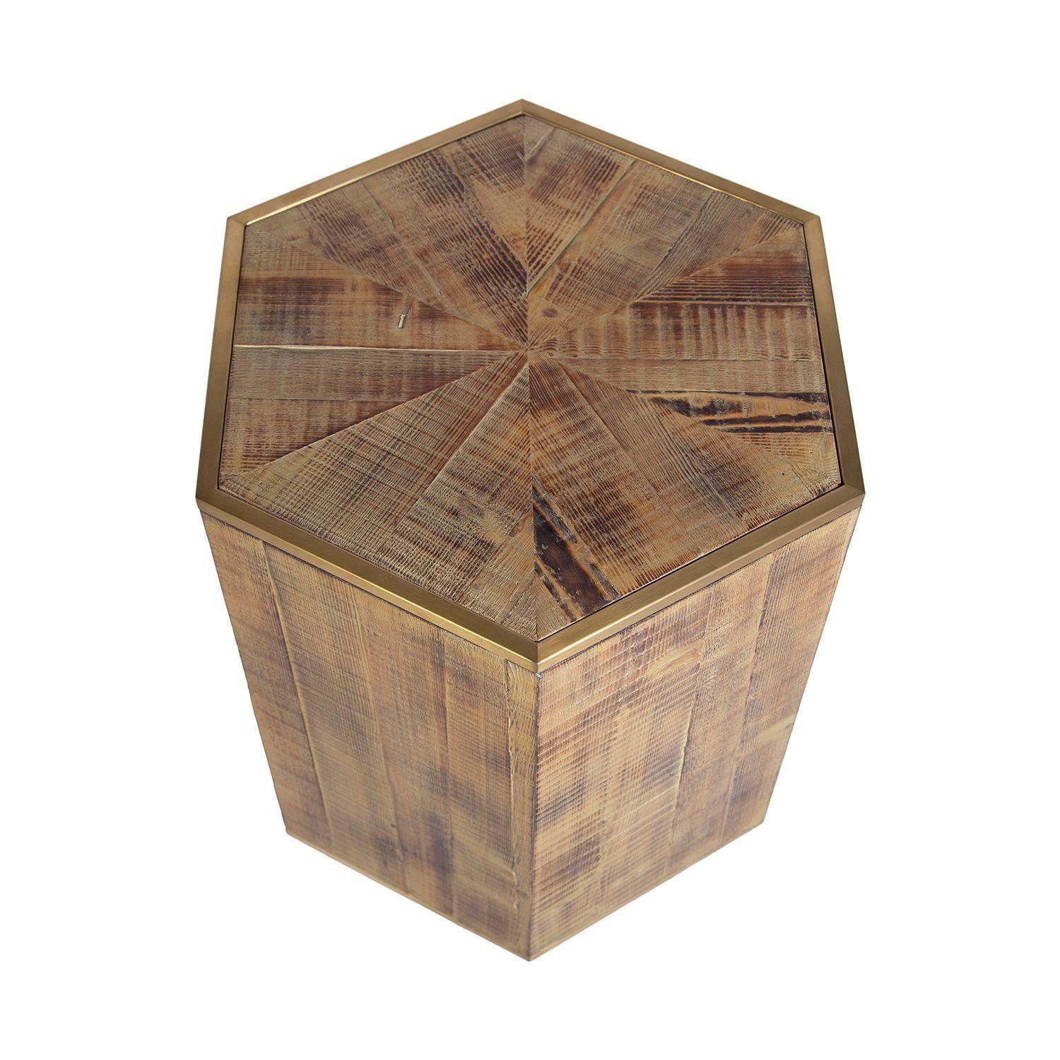 Mesa Lateral Siping de madera reciclada y acero-3