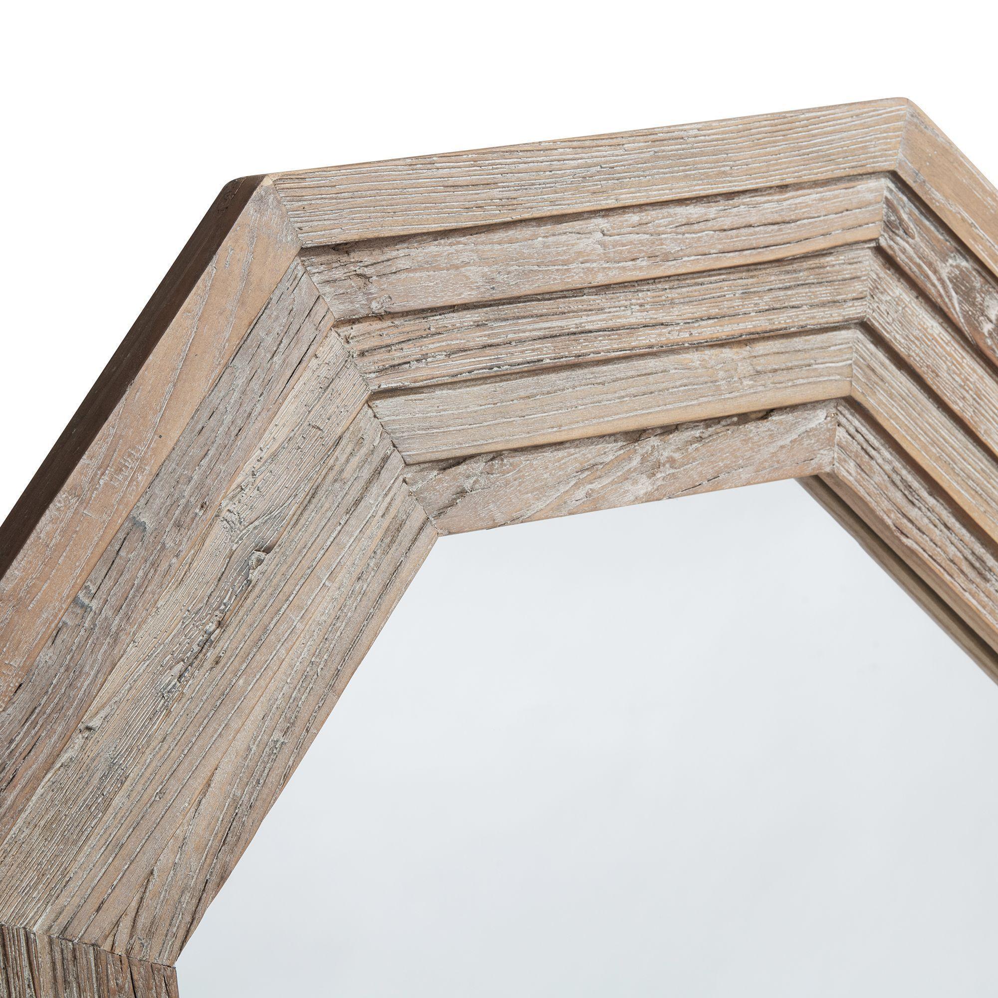 Espejo Samarka, madera de olmo en forma octogonal-3