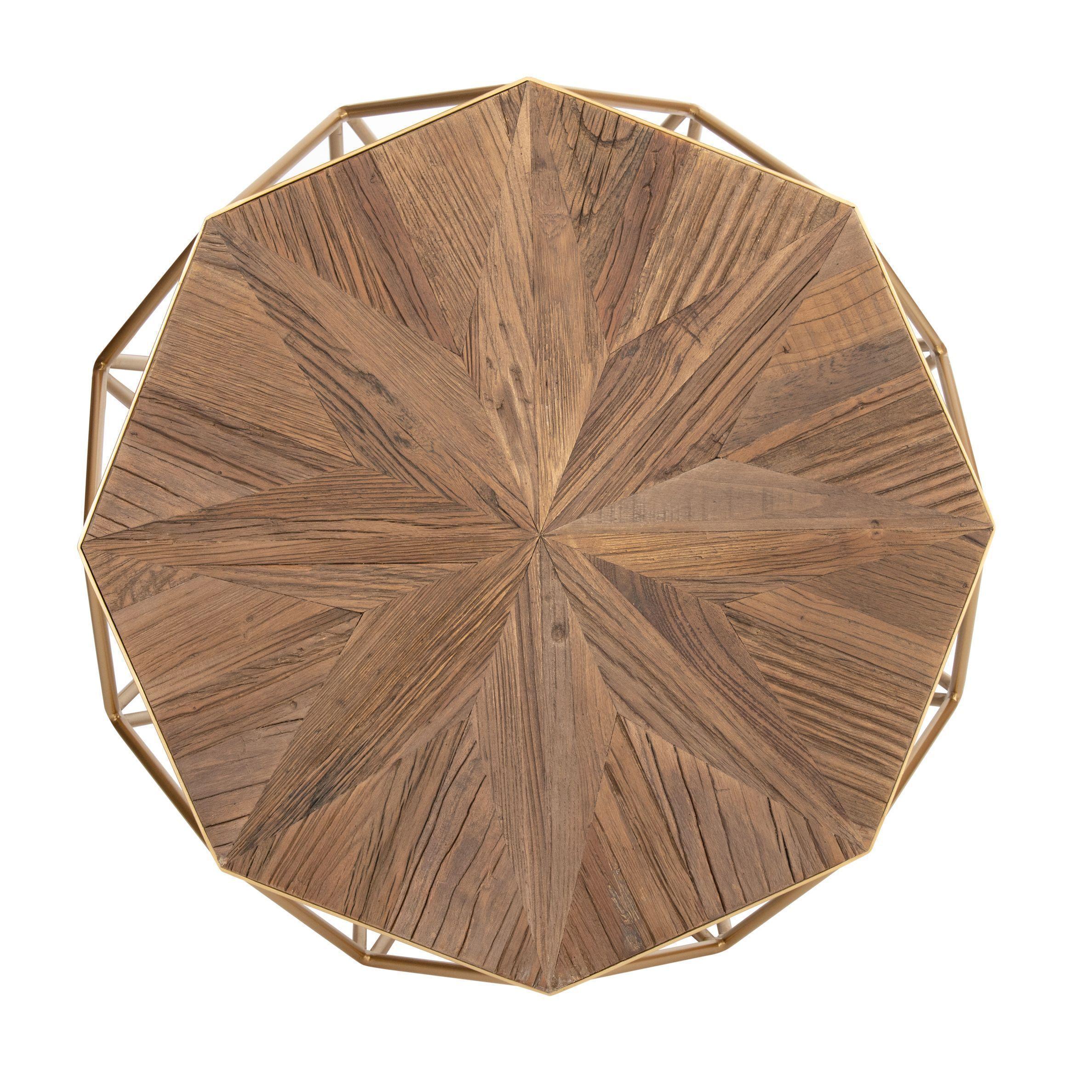 Mesa lateral Joel,  madera de olmo y base de acero.-6