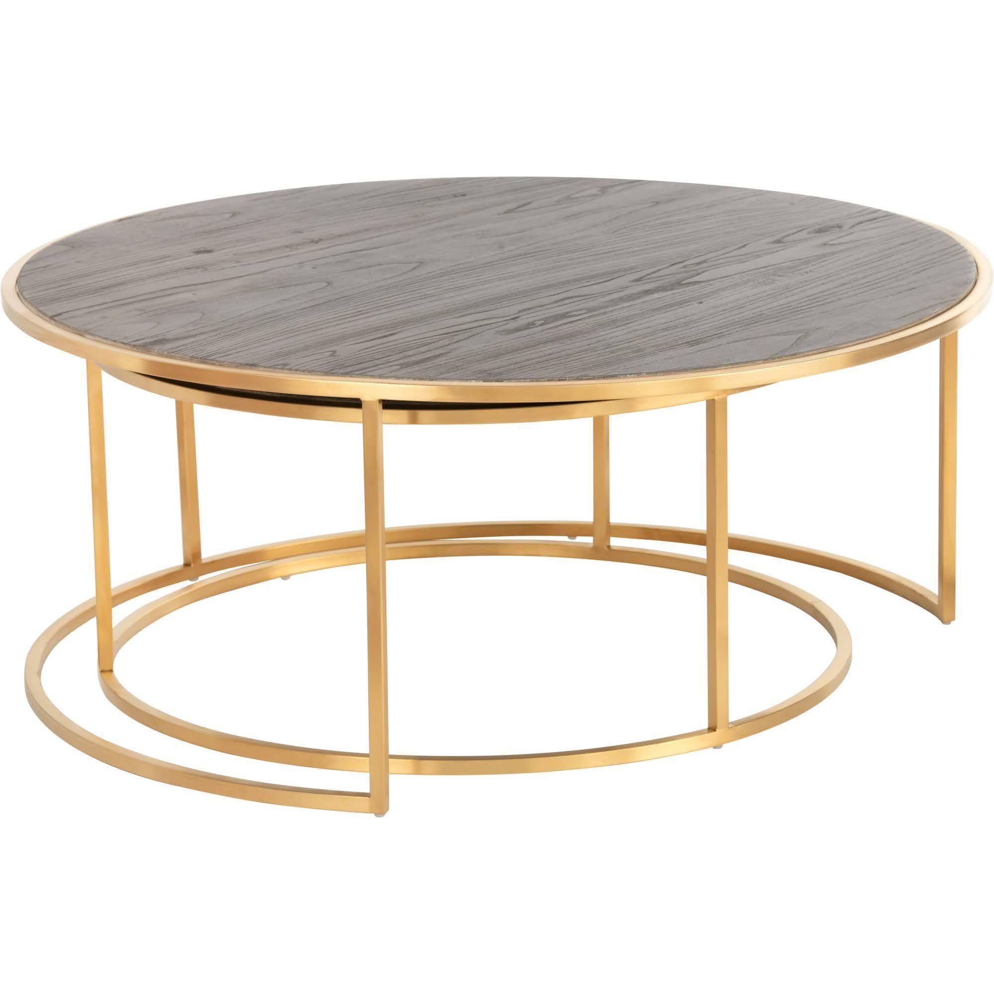 Set 2 mesa de centro Norman madera de olmo y acero-3