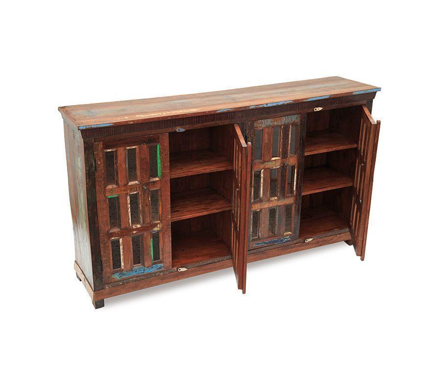 Buffet Bengala madera reciclada y vidrio.-5