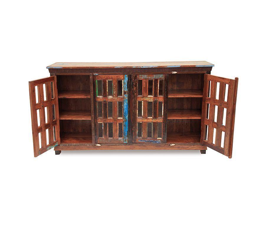 Buffet Bengala madera reciclada y vidrio.-3