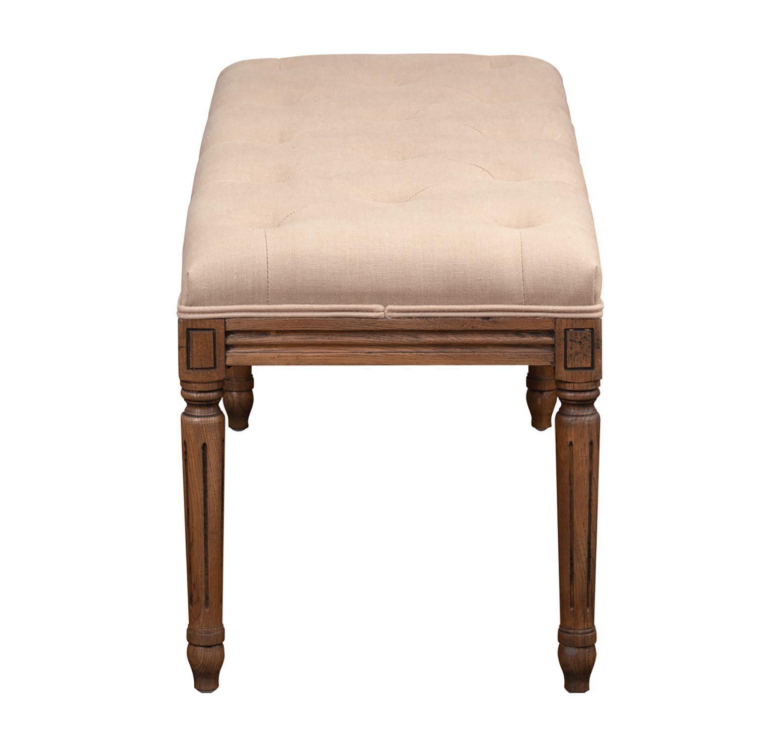 Banca  Assam de madera de roble y tela-2