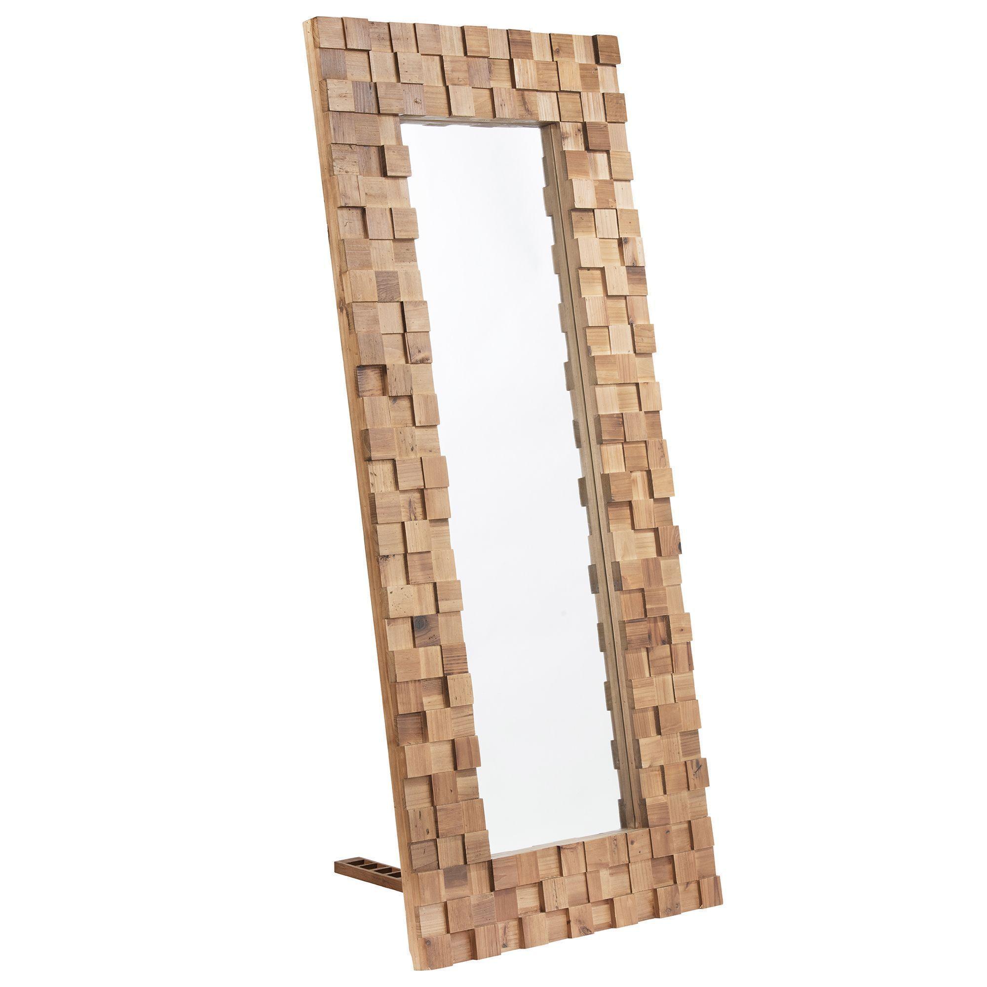 Espejo Longan de pie de madera de abeto -2