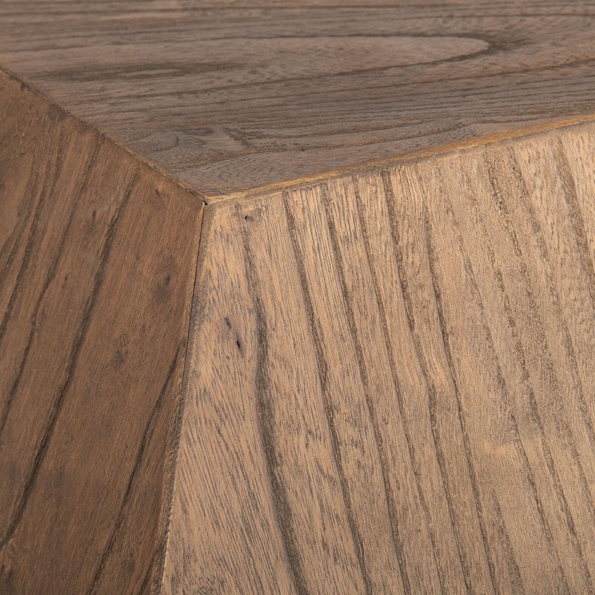 Mesa lateral Geo de madera de olmo estilo geométrica.-3