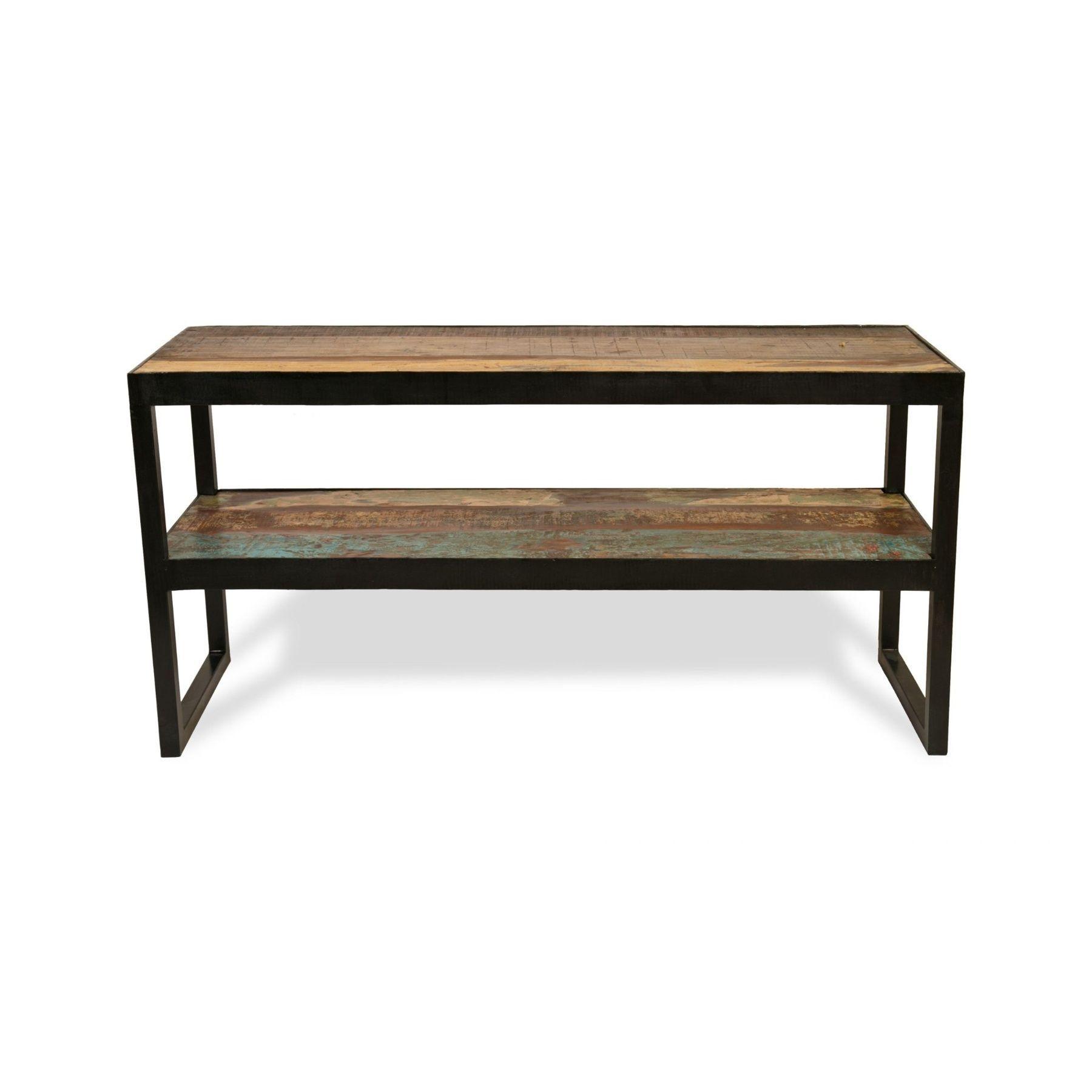 Mesa Lateral Taj hecha de madera reciclada y metal.-2