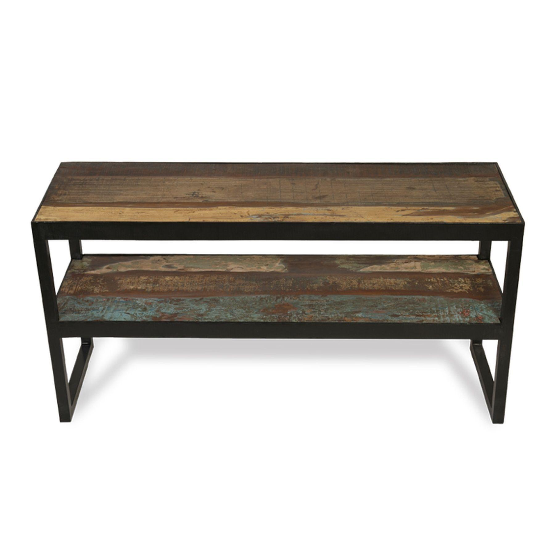 Mesa Lateral Taj hecha de madera reciclada y metal.-3