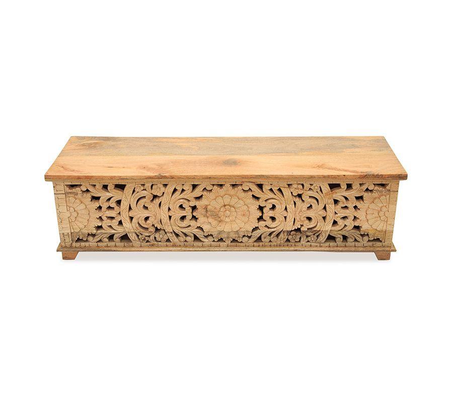 Mesa Lateral Bikaner madera reciclada importada de India. se puede usar como baul-3