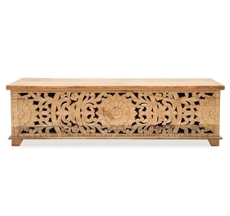 Mesa Lateral Bikaner madera reciclada importada de India. se puede usar como baul-4