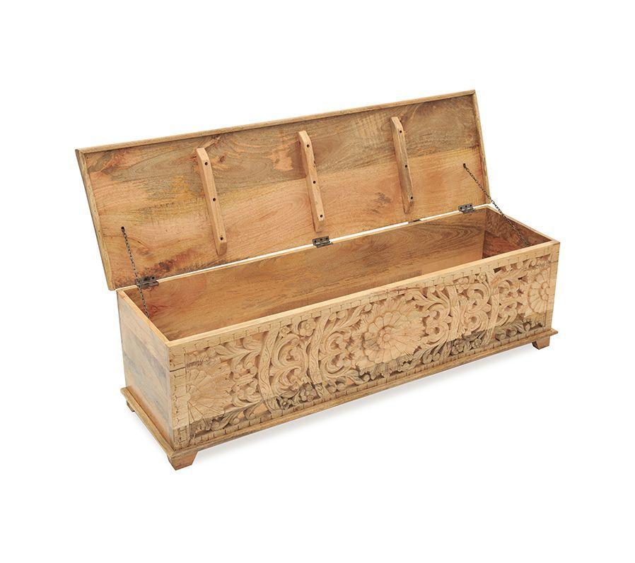 Mesa Lateral Bikaner madera reciclada importada de India. se puede usar como baul-5