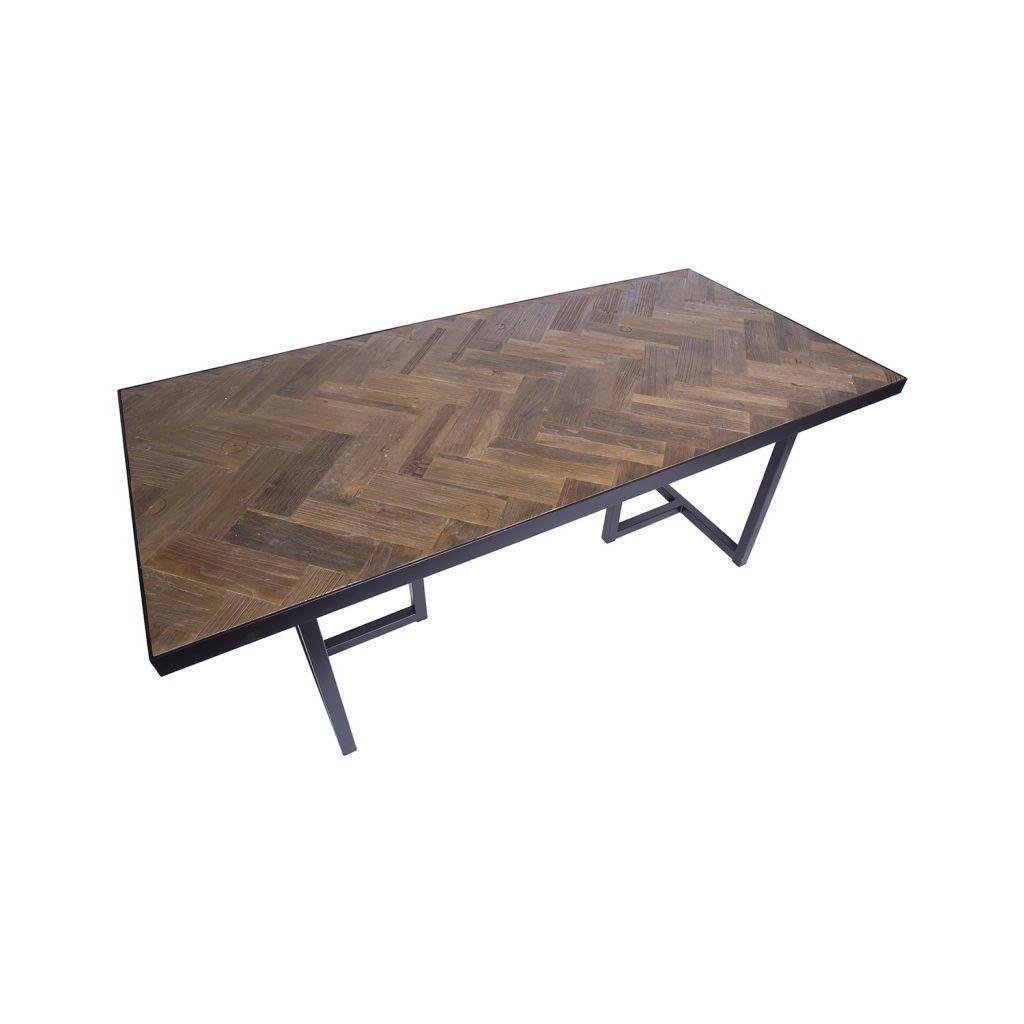 Mesa Comedor Darjan madera olmo y acero color negro.-4