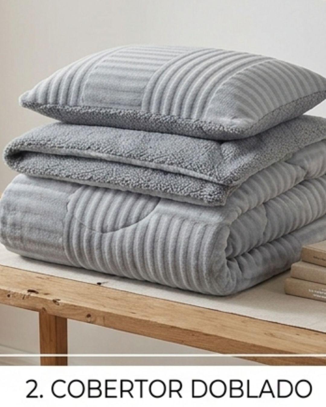 COBERTOR DE INVIERNO CON CHIPORRO RELIEVE LINEAS ELEGANTE UNICOLOR 1.5P QUITA FRÍO NR TFI -2