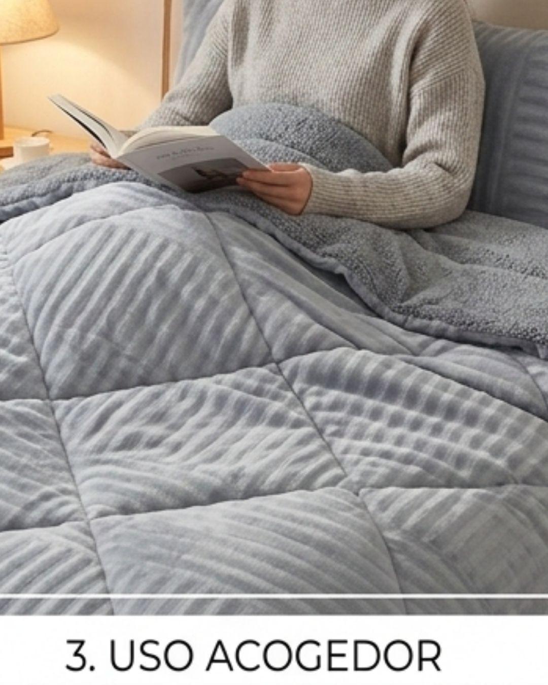 COBERTOR DE INVIERNO CON CHIPORRO RELIEVE LINEAS ELEGANTE UNICOLOR 1.5P QUITA FRÍO NR TFI -3
