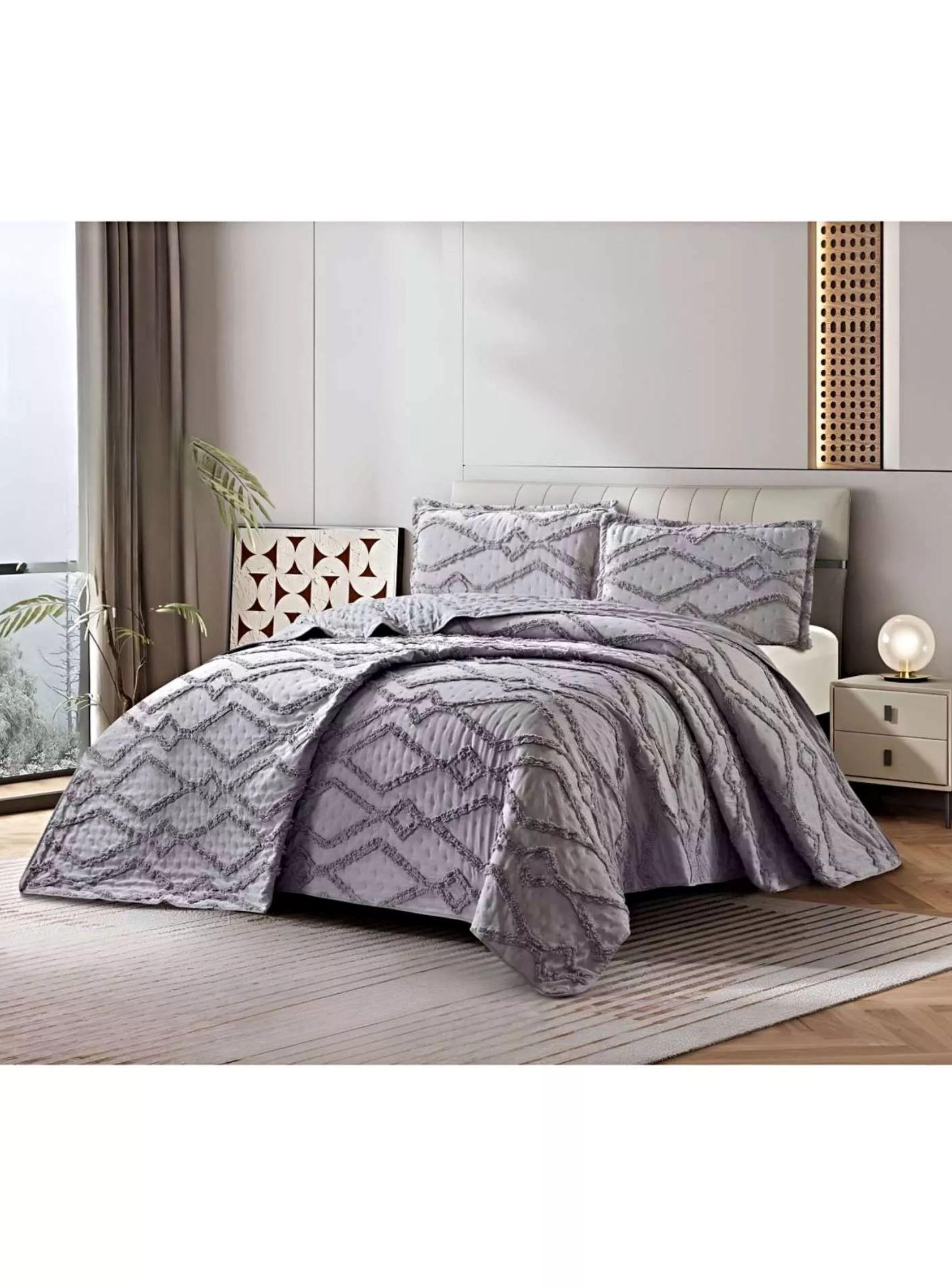 CUBRECAMA 2 PLAZA TUFTING RELIEVE DIAMANTE DE VERANO MODERNO ELEGANTE SERIE 2 TF-2