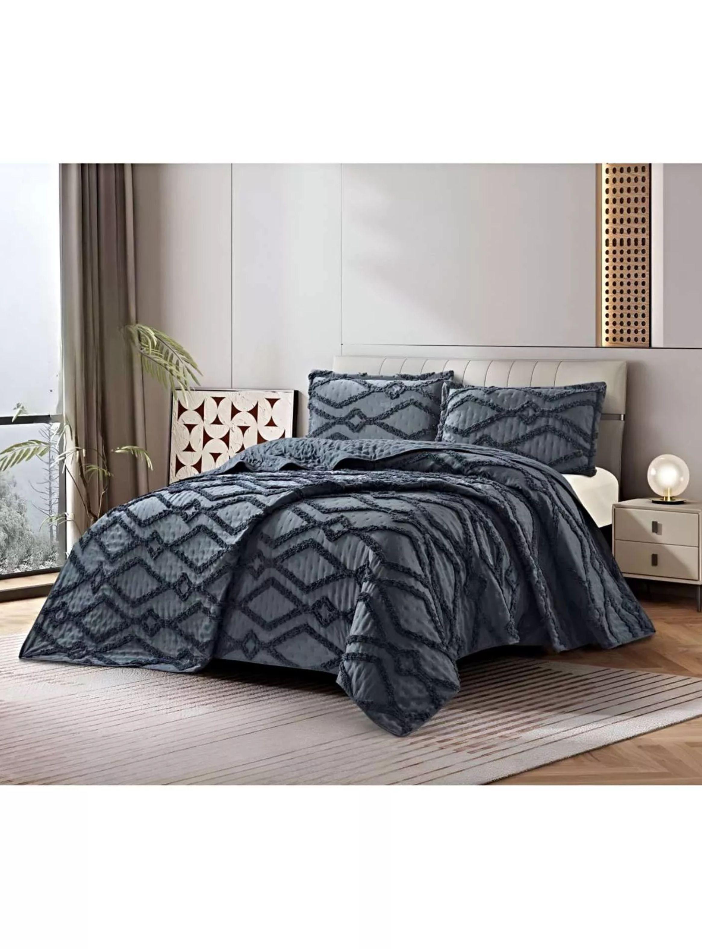 CUBRECAMA 2 PLAZA TUFTING RELIEVE DIAMANTE DE VERANO MODERNO ELEGANTE SERIE 2 TF-2