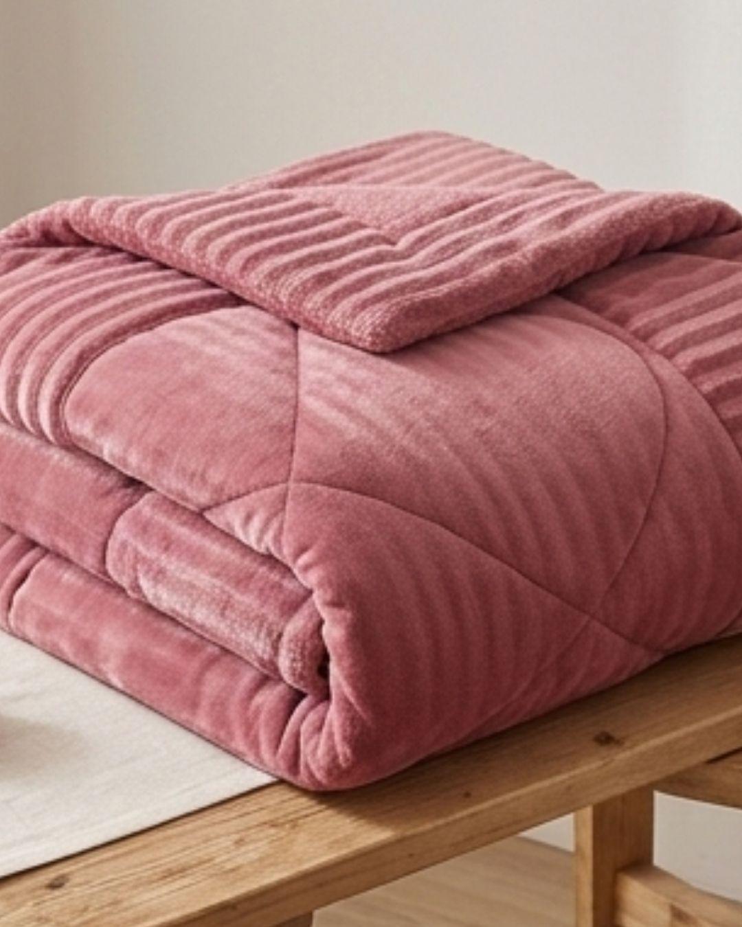 COBERTOR DE INVIERNO CON CHIPORRO RELIEVE LINEAS ELEGANTE KING UNICOLOR QUITA FRÍO NR TFI-2