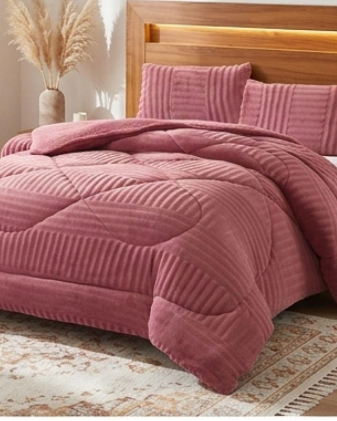 COBERTOR DE INVIERNO CON CHIPORRO RELIEVE LINEAS ELEGANTE KING UNICOLOR QUITA FRÍO NR TFI-3