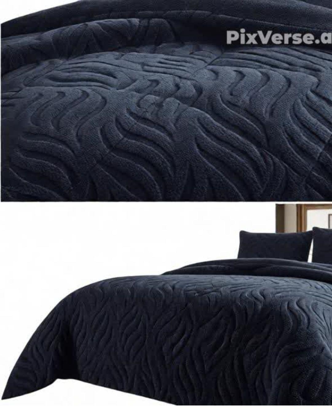 Cobertores elegantes de invierno texturizado con chiporro Relieve Hojas RB 2.PLAZAS TF.-2
