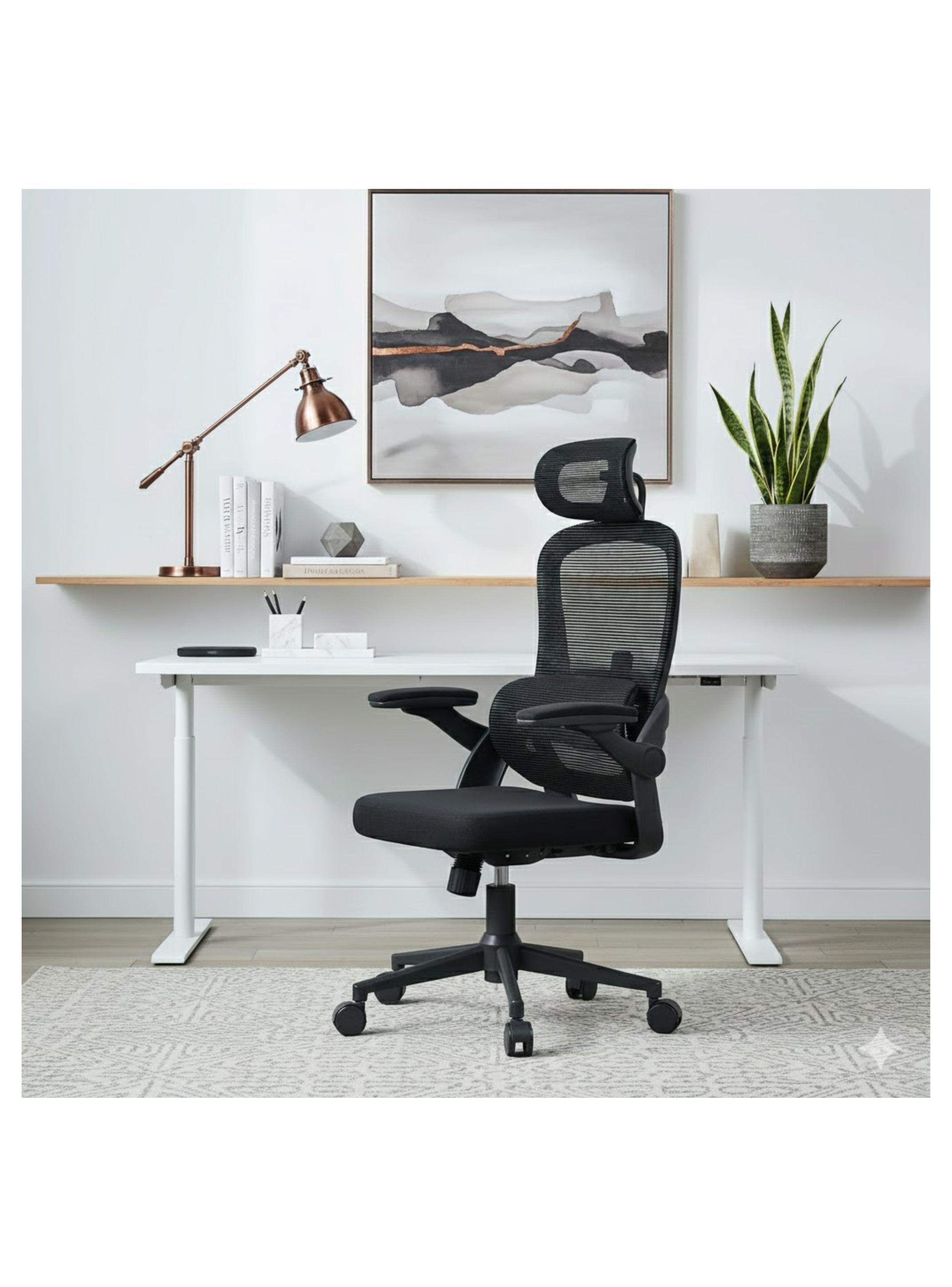 SILLA ERGONOMICA DE OFICINA CON POSA BRAZO Y RESPALDO LUMBAR-5