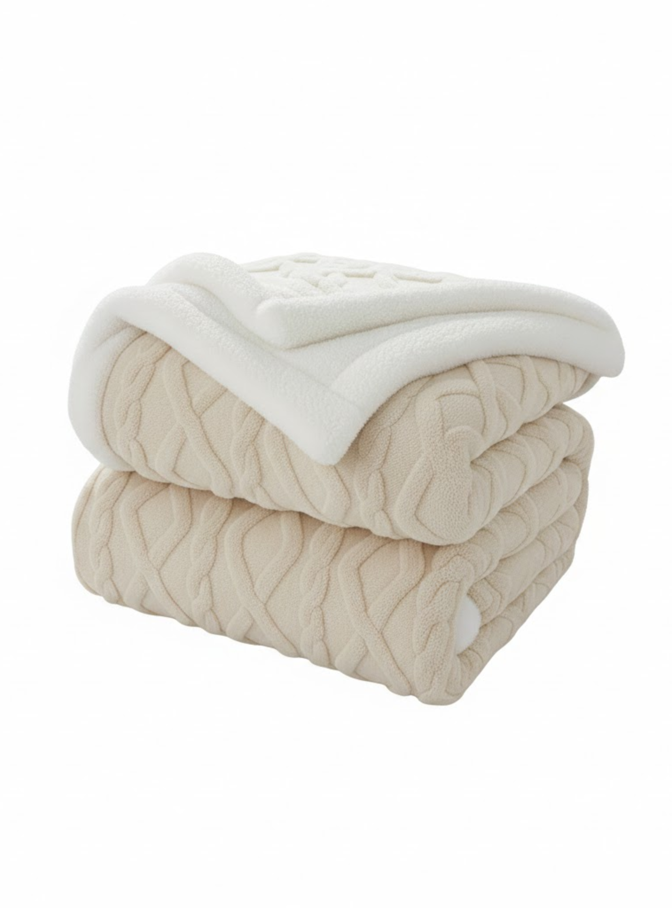 FRAZADA KING CON CHIPORRO TEXTURIZADA DISEÑO ELEGANTE TRENZADO UNICOLOR RSS-2