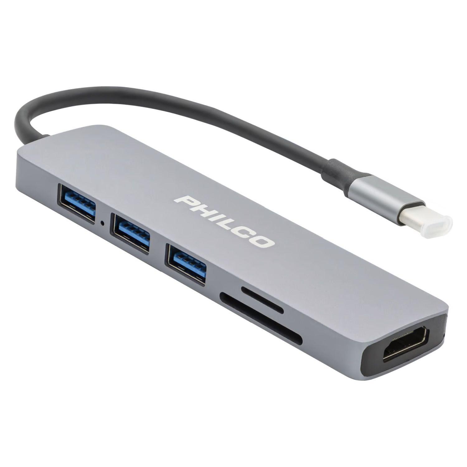 ADAPTADOR MULTIPUERTO 6 EN 1 PHILCO HUB USB-C-0