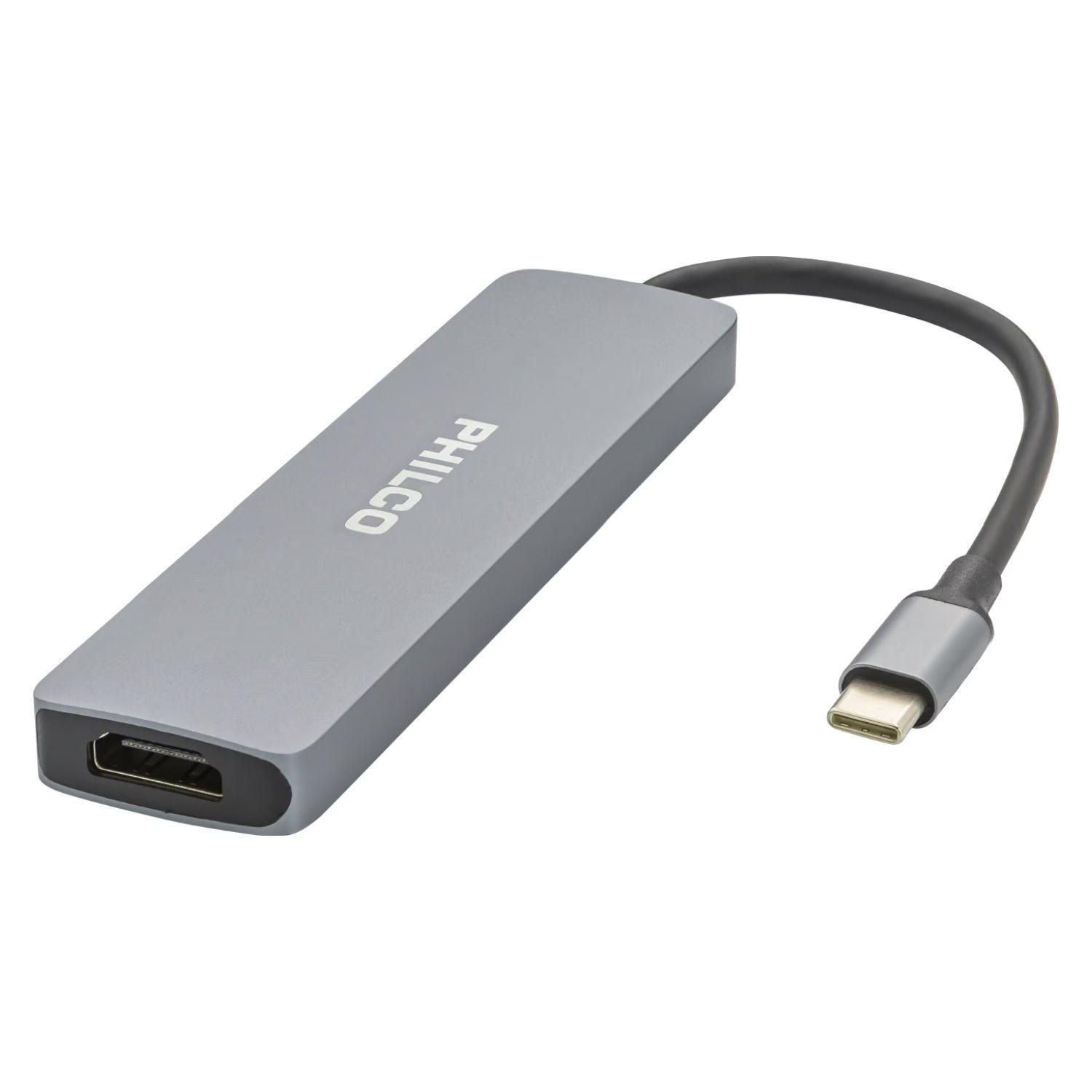 ADAPTADOR MULTIPUERTO 6 EN 1 PHILCO HUB USB-C-1