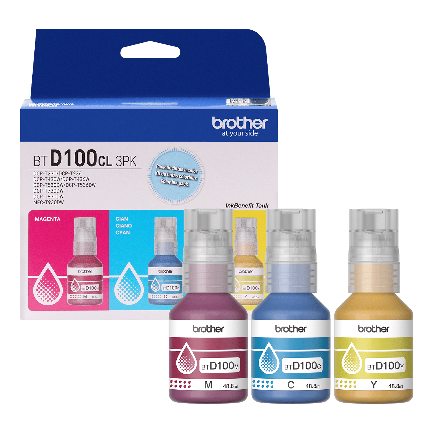 Pack Tintas Brother BTD100 C-M-Y-0